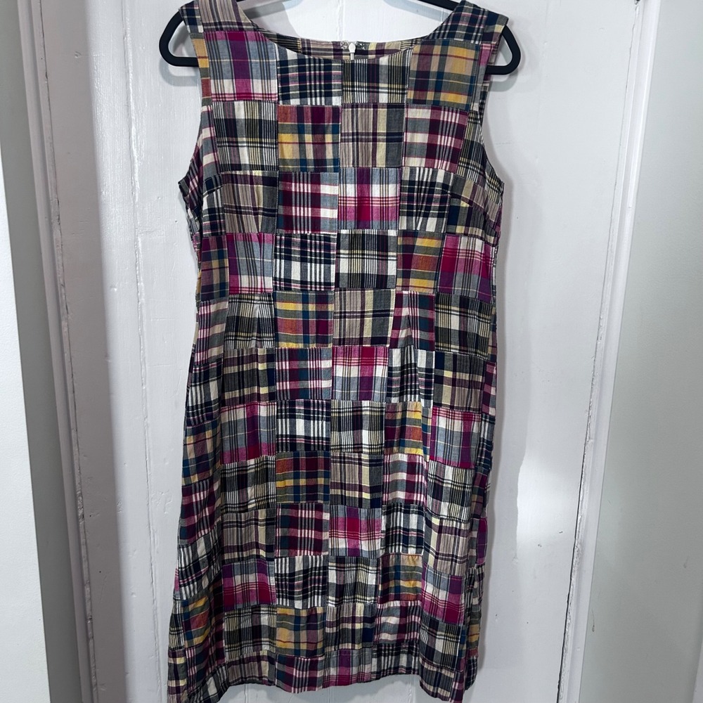 NorthStyle Womens Patchwork Plaid Cotton Sleeveless Shift Dress Multi Size 12